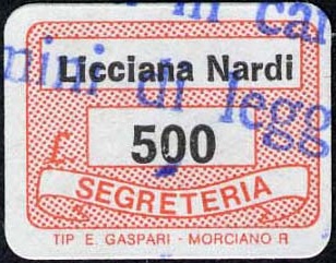 Marca da Bollo del Comune di LICCIANA NARDI su Carta Bianca di dimensioni 19 x 14 mm
