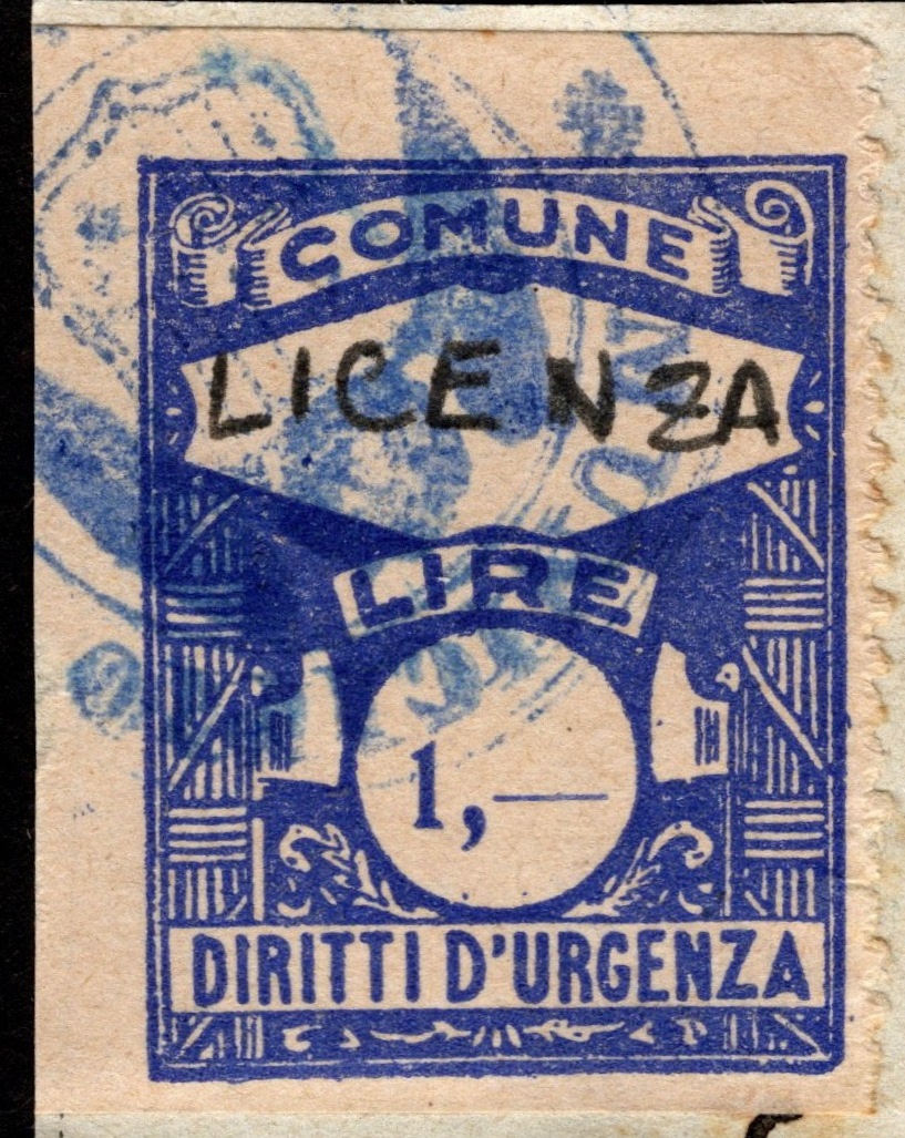 Marca da Bollo del Comune di LICENZA su Carta Bianca Sottile di dimensioni 20 x 28 mm