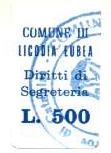 Marca da Bollo del Comune di LICODIA EUBEA su Carta Bianca di dimensioni 17 x 27 mm