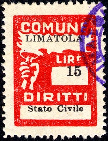 Marca da Bollo del Comune di LIMATOLA su Carta Bianca di dimensioni 20 x 27,5 mm