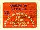 Marca da Bollo del Comune di LIMENA su Carta Bianca di dimensioni 29 x 21,5 mm