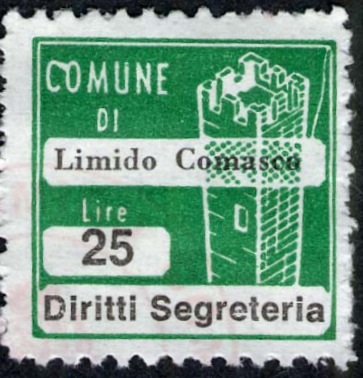 Marca da Bollo del Comune di LIMIDO COMASCO su Carta Bianca di dimensioni 20 x 20 mm