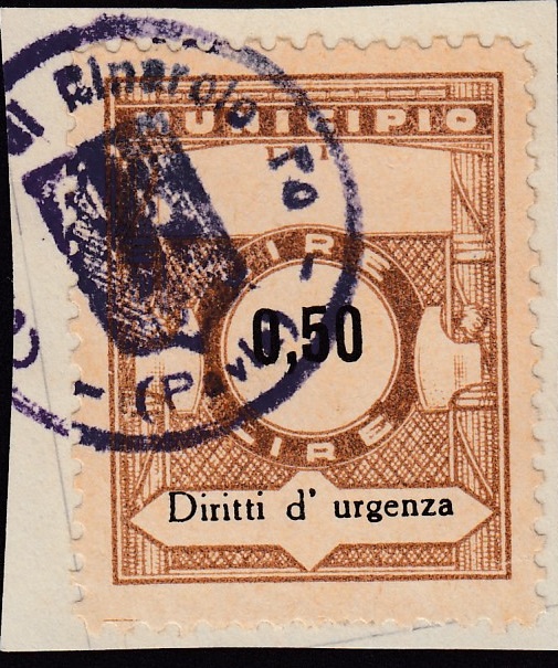 Marca da Bollo del Comune di LINAROLO su Carta Bianca di dimensioni 22,5 x 29 mm