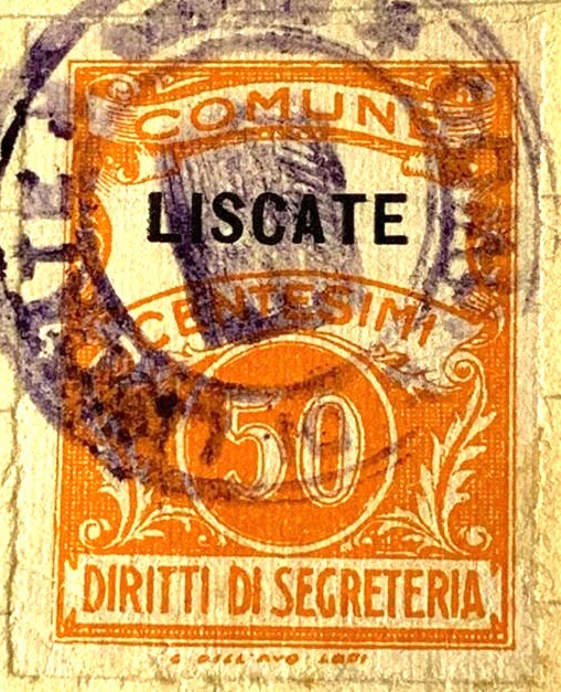 Marca da Bollo del Comune di LISCATE su Carta Bianca di dimensioni mm
