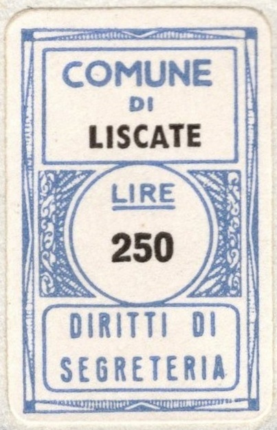 Marca da Bollo del Comune di LISCATE su Carta Bianca di dimensioni 16 x 24 mm