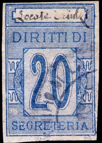 Marca da Bollo del Comune di LOCATE DI TRIULZI su Carta Bianca di dimensioni 19 x 30 mm