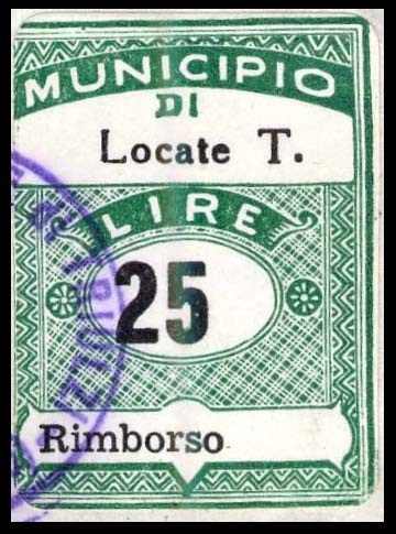 Marca da Bollo del Comune di LOCATE DI TRIULZI su di dimensioni 22 x 29 mm