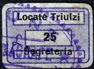 Marca da Bollo del Comune di LOCATE DI TRIULZI su Carta Bianca di dimensioni 18,5 x 12,5 mm
