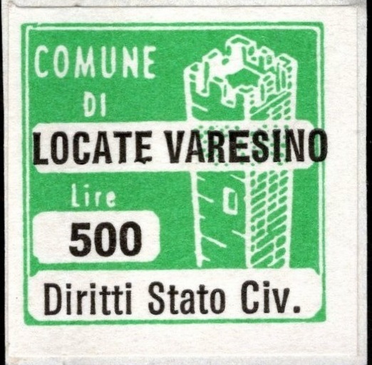 Marca da Bollo del Comune di LOCATE DI TRIULZI su Carta Bianca di dimensioni 20 x 20 mm