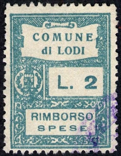 Marca da Bollo del Comune di LODI su Carta Bianca di dimensioni 22 x 30 mm