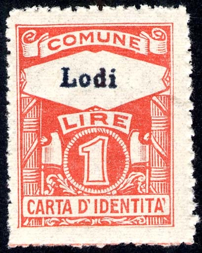 Marca da Bollo del Comune di LODI su Carta Bianca di dimensioni 22 xz 26,5 mm