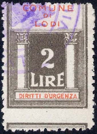 Marca da Bollo del Comune di LODI su Carta Bianca di dimensioni mm