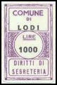 Marca da Bollo del Comune di LODI su Carta Bianca di dimensioni 17 x 27 mm