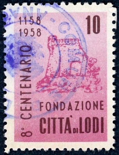 Marca da Bollo del Comune di LODI su Carta Bianca di dimensioni 21,5 x 30 mm