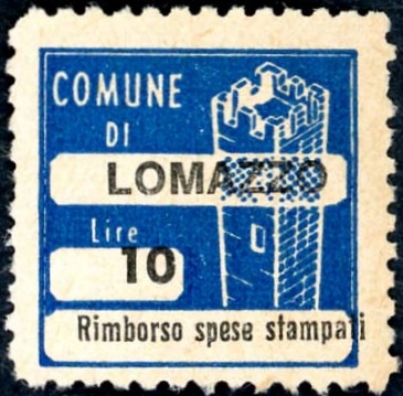 Marca da Bollo del Comune di LOMAZZO su Carta Bianca di dimensioni 20 x 20 mm