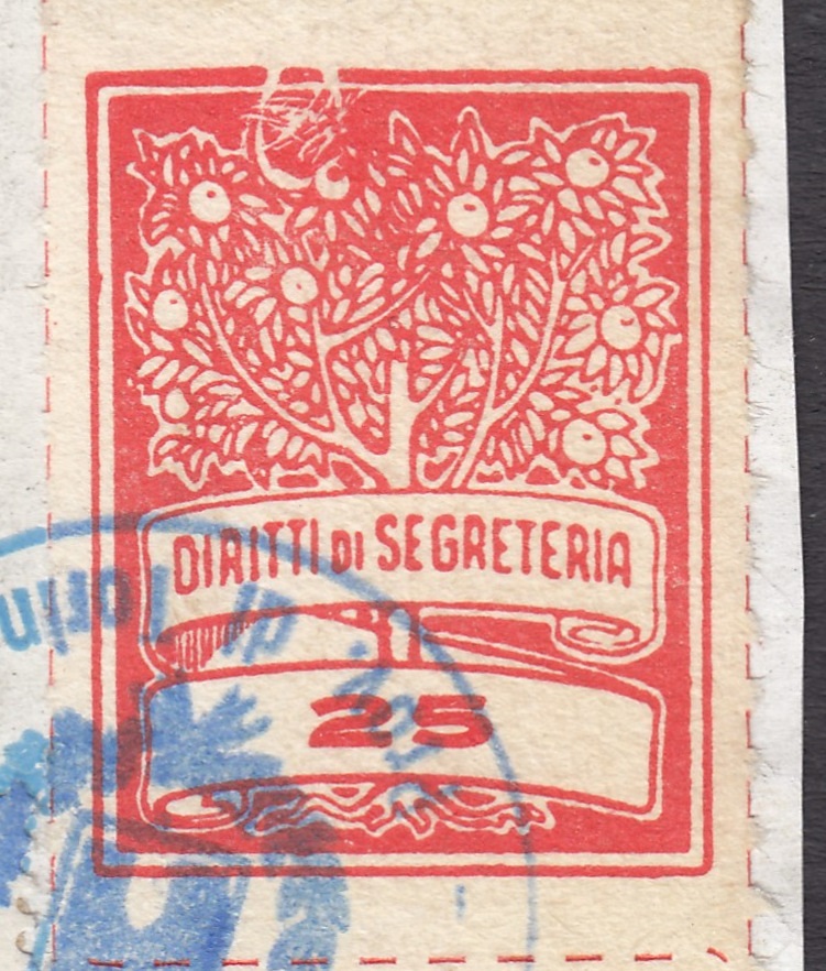 Marca da Bollo del Comune di LOMBARDORE su Carta Bianca di dimensioni 22 x 29 mm