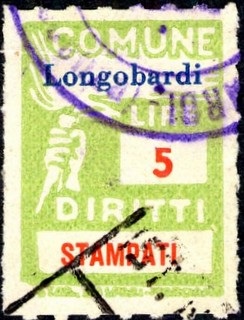 Marca da Bollo del Comune di LONGOBARDI su di dimensioni 18 x 26 mm