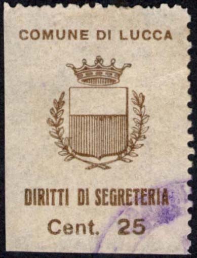 Marca da Bollo del Comune di LUCCA su Carta Bianca di dimensioni 20,5 x 27,5 mm