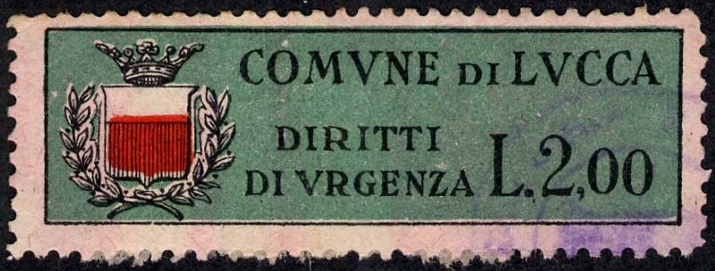 Marca da Bollo del Comune di LUCCA su Carta Bianca di dimensioni 48 x 15 mm