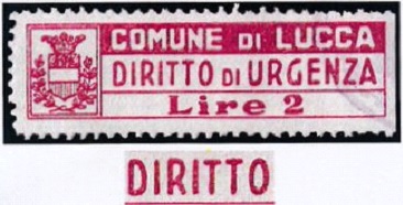 Marca da Bollo del Comune di LUCCA su Carta Bianca di dimensioni 45 x 12 mm