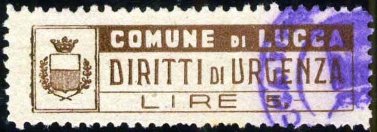 Marca da Bollo del Comune di LUCCA su Carta Bianca di dimensioni 45 x 12 mm
