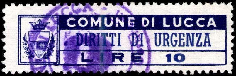 Marca da Bollo del Comune di LUCCA su Carta Bianca di dimensioni 45 x 12 mm