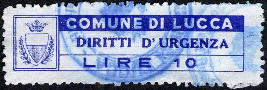 Marca da Bollo del Comune di LUCCA su Carta Bianca di dimensioni 45 x 12 mm
