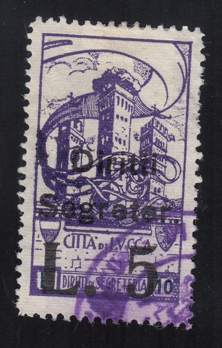 Marca da Bollo del Comune di LUCCA su Carta Bianca di dimensioni 20 x 37 mm