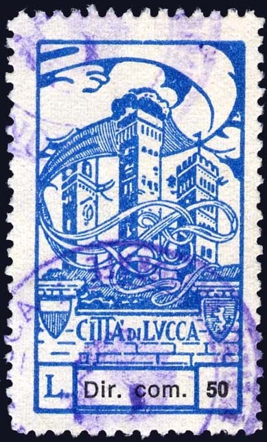Marca da Bollo del Comune di LUCCA su Carta Bianca Sottile di dimensioni 21,5 x 38 mm