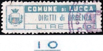 Marca da Bollo del Comune di LUCCA su Carta Bianca di dimensioni 45 x 12 mm