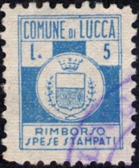Marca da Bollo del Comune di LUCCA su Carta Bianca di dimensioni 14 x 18 mm