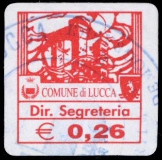 Marca da Bollo del Comune di LUCCA su Carta Bianca di dimensioni 18 x 18 mm