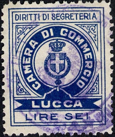 Marca da Bollo del Comune di LUCCA su Carta Bianca di dimensioni 23 x 28,5 mm