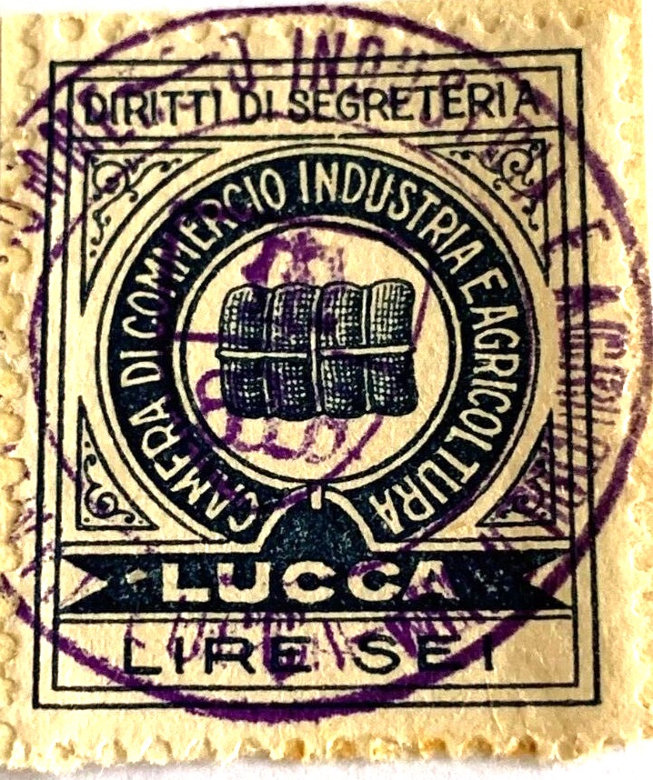 Marca da Bollo del Comune di LUCCA su Carta Bianca di dimensioni 23 x 28 mm
