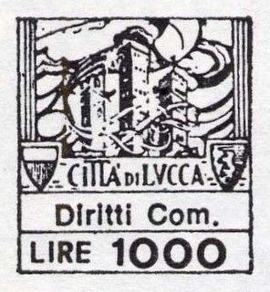 Marca da Bollo del Comune di LUCCA su Carta Bianca di dimensioni 20 x 22 mm