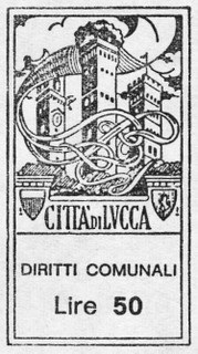 Marca da Bollo del Comune di LUCCA su Carta Bianca di dimensioni 22 x 35 mm