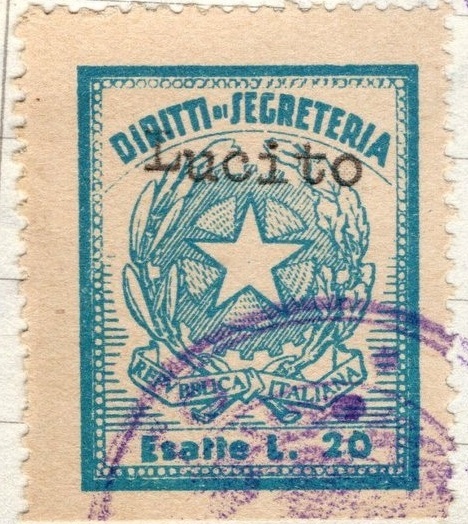 Marca da Bollo del Comune di LUCITO su Carta Bianca di dimensioni 22 x 29 mm