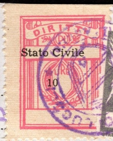 Marca da Bollo del Comune di LUCOLI su Carta Bianca di dimensioni 21,5 x 28,5 mm