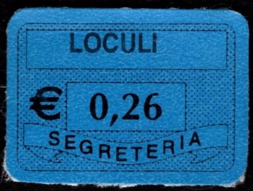 Marca da Bollo del Comune di LUCOLI su Carta Colorata di dimensioni 19 x 14 mm