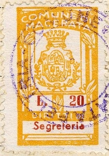 Marca da Bollo del Comune di MACERATA FELTRIA su Carta Bianca Sottile di dimensioni mm
