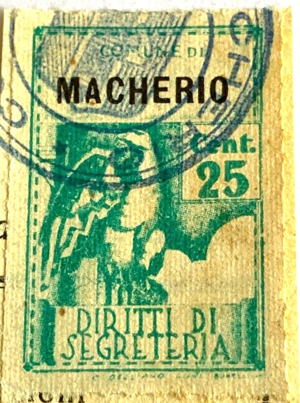 Marca da Bollo del Comune di MACHERIO su Carta Bianca di dimensioni 22 X 33 mm