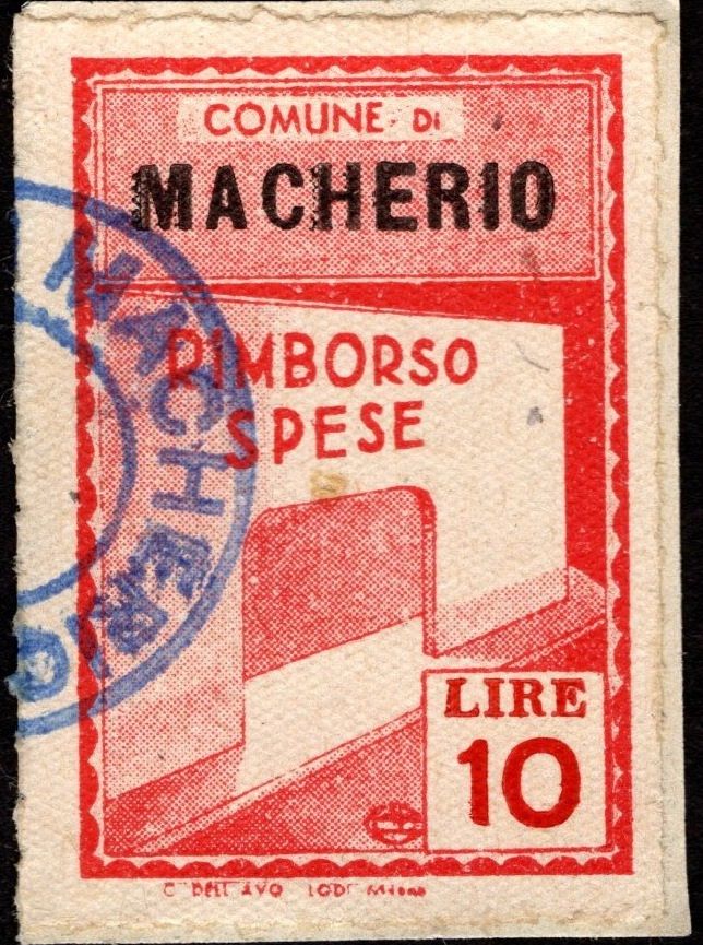 Marca da Bollo del Comune di MACHERIO su Carta Bianca di dimensioni 22 X 33 mm