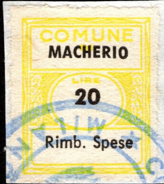 Marca da Bollo del Comune di MACHERIO su Carta Bianca di dimensioni 22 X 24 mm
