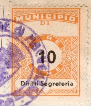 Marca da Bollo del Comune di MACHERIO su Carta Bianca di dimensioni 22 X 33 mm