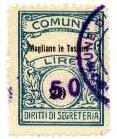 Marca da Bollo del Comune di MAGLIANO IN TOSCANA su Carta Bianca di dimensioni 21 x 28,5 mm