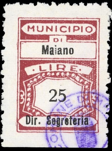 Marca da Bollo del Comune di MAGLIANO IN TOSCANA su Carta Bianca di dimensioni mm