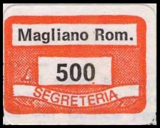 Marca da Bollo del Comune di MAGLIANO ROMANO su Carta Bianca di dimensioni 19 x 13 mm