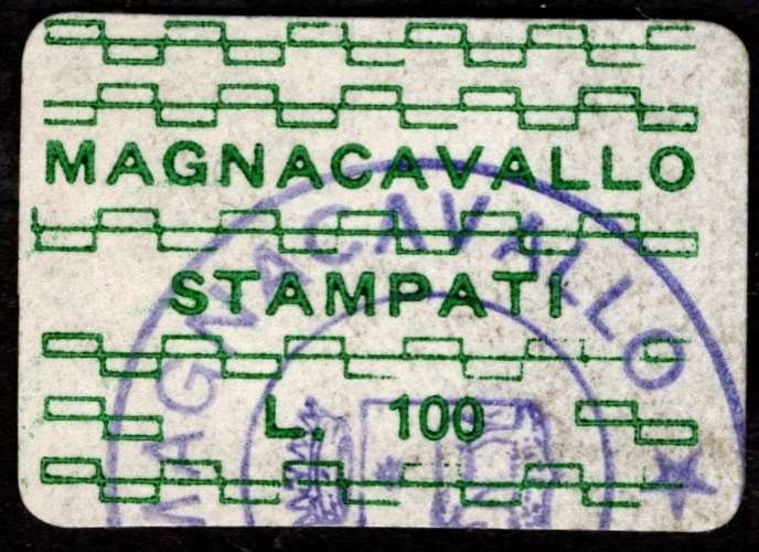 Marca da Bollo del Comune di MAGNACAVALLO su Carta Bianca di dimensioni 20 x 14 mm