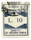Marca da Bollo del Comune di MAGNANO IN RIVIERA su Carta Bianca di dimensioni 24 x 31 mm