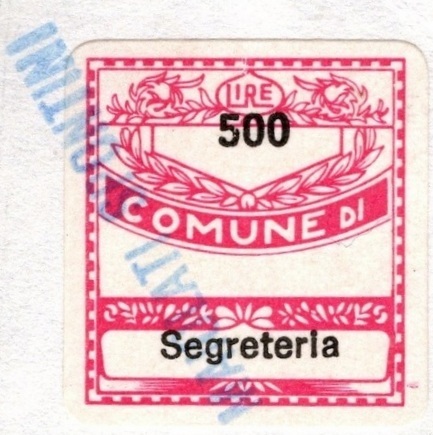 Marca da Bollo del Comune di MAIOLATI SPONTINI su Carta Bianca di dimensioni 19 x 21 mm